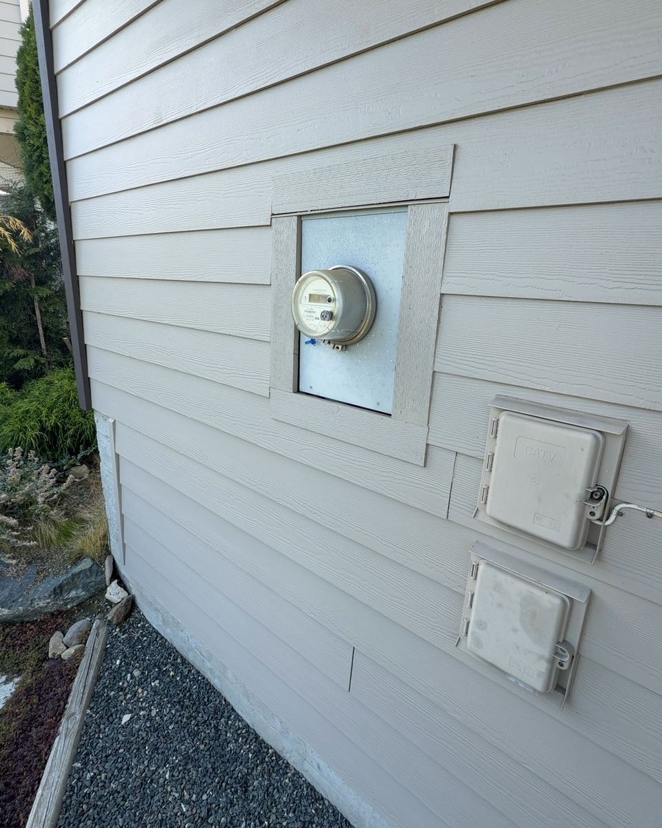 Meter and service entrance on a house