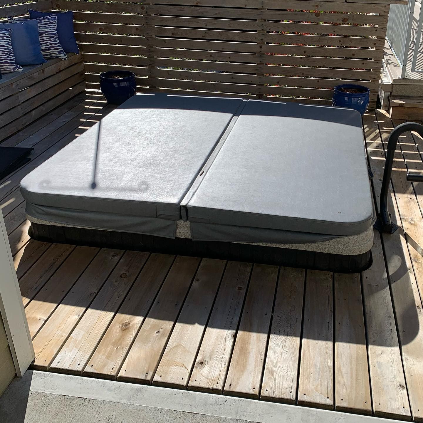 Hot tub installed on a cedar deck, wired by Peak Electrical