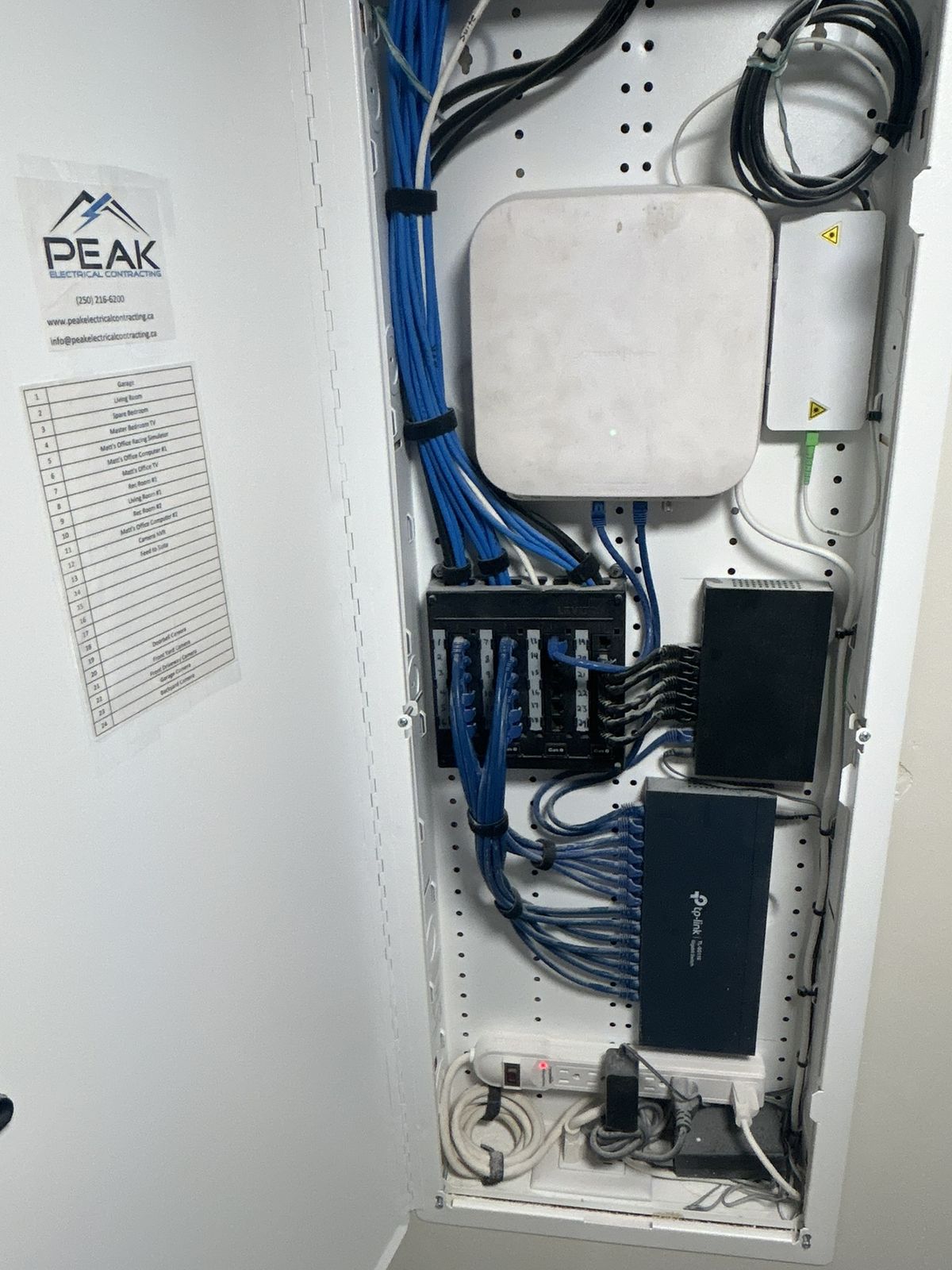 Structured wiring panel with network switch and access point
